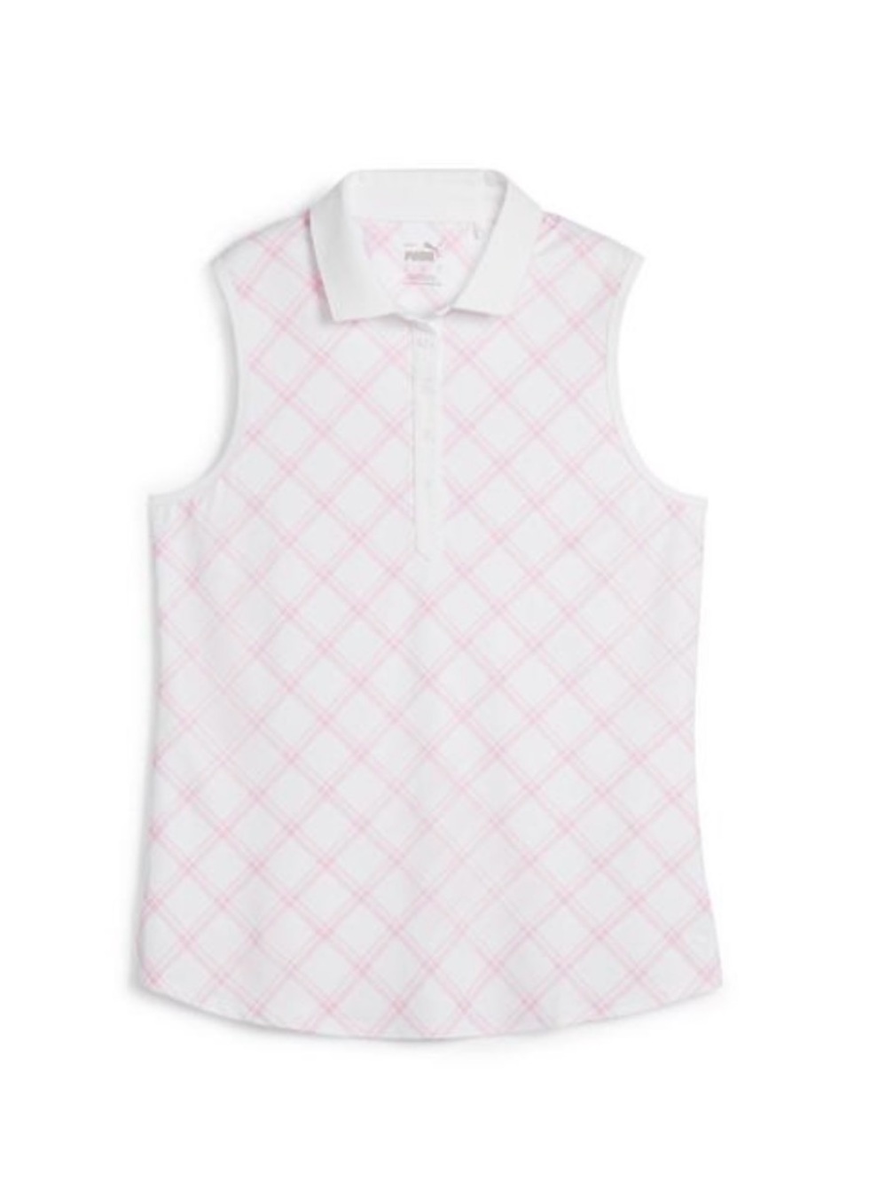Puma Women's Cloudspun Plaid Sleeveless Golf Polo Small